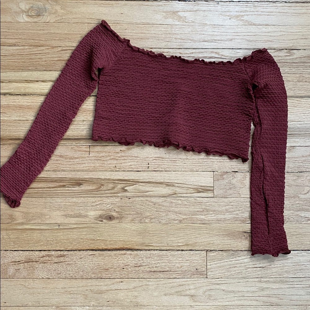 NWOT Free People textured long sleeve crop - Picture 6 of 8